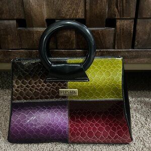 Colorblock Versace Purse/circular handle rings